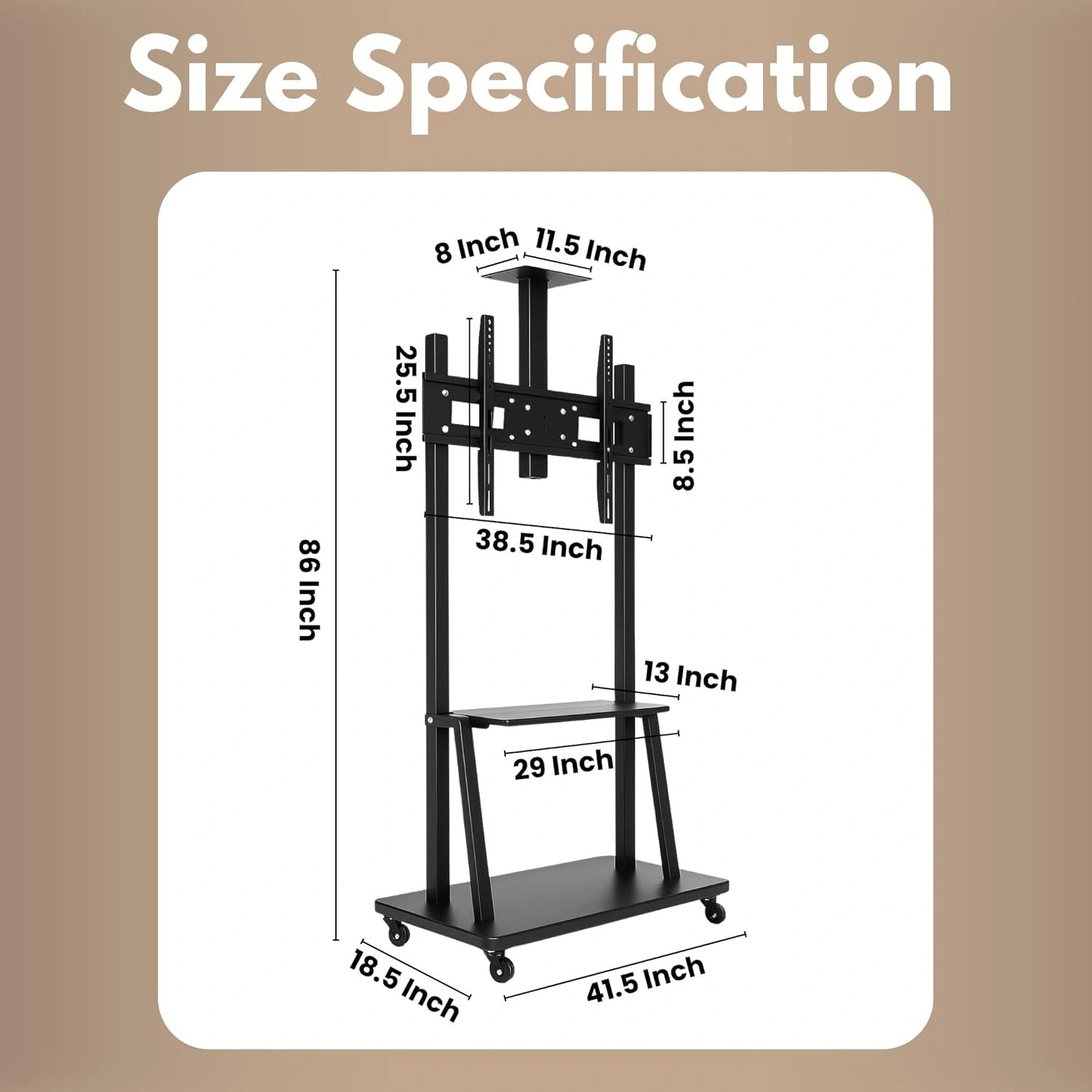 TV Trolly Stand Cart for 55–100 Inch LED/LCD TV | Height Adjustable | Lockable Wheels (YD-1800) view 4